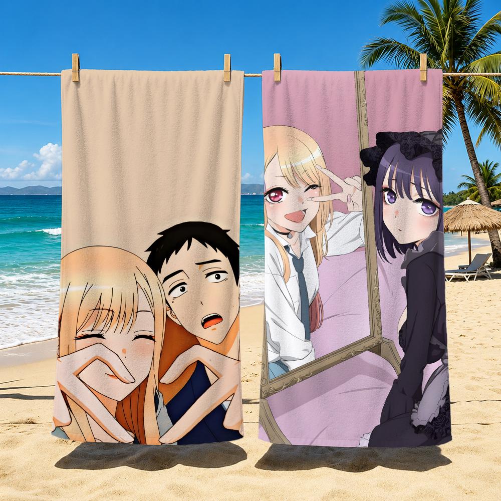 Anime My Dress-Up Darling Towel Polyester Beach Towel Quick Dry Sand Free Bath Towel for Summer Pool Travel Vacation