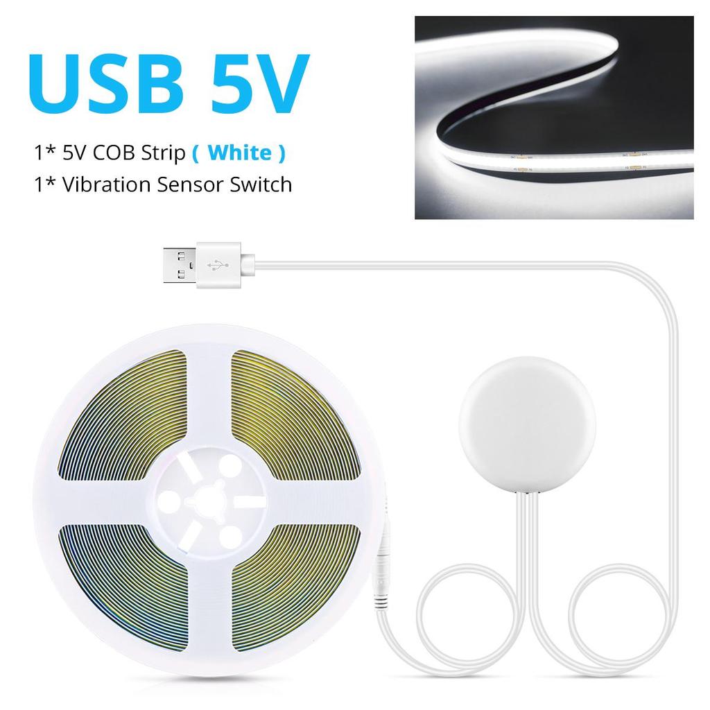 Creative Double Tap Magic Vibration Sensor Ambient Lamp USB 5V COB LED Strip Light For Cabinet Vanity/Makeup Mirror Backlight