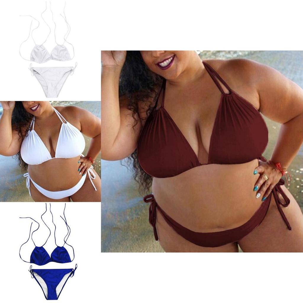 Stylish Women's Solid Push Up Padded Plus Size Bikini Set For Flattering Comfort And Fit