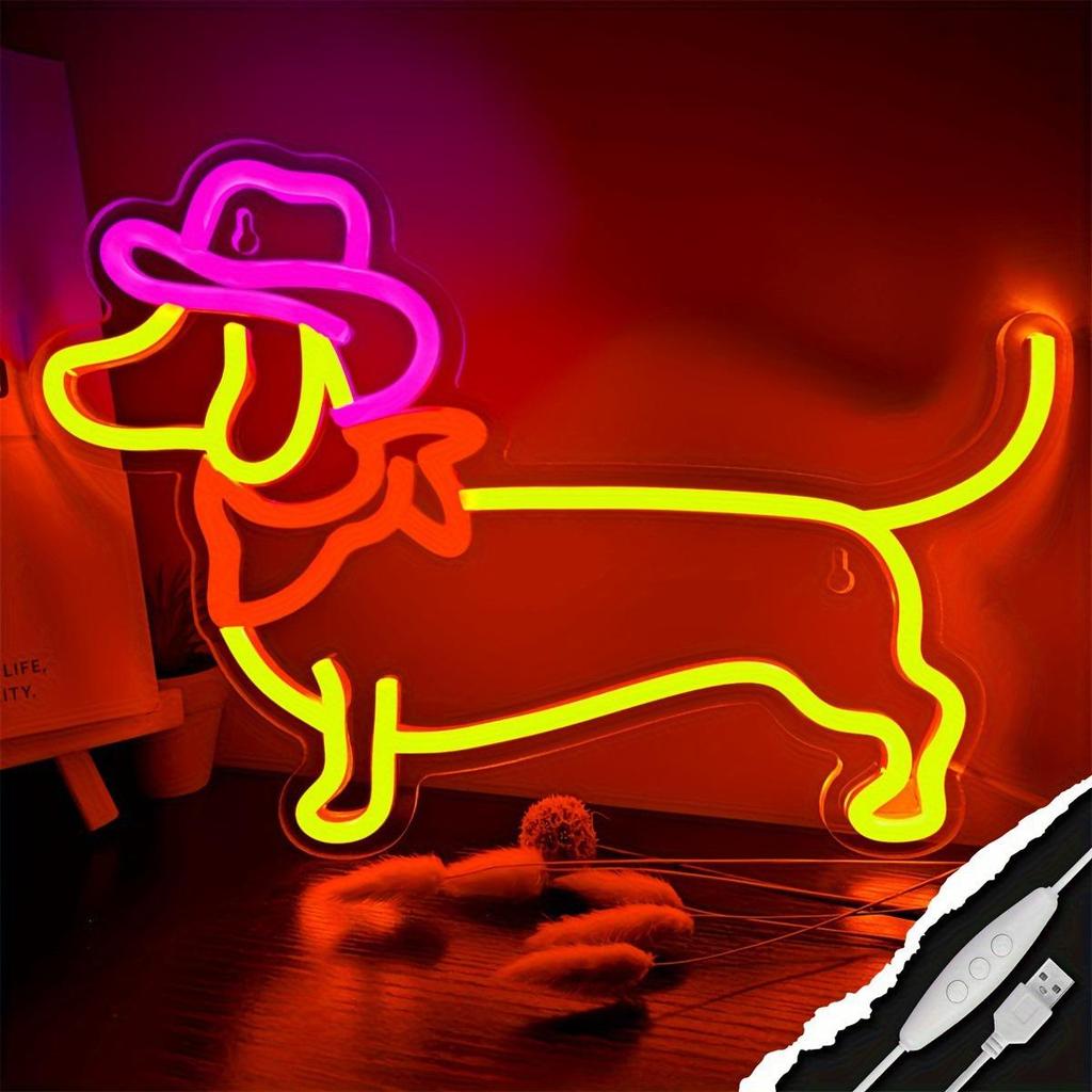 Neon Dachshund Bulldog Cat Skateboard LED USB Light