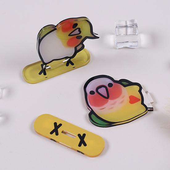 2Pcs Skateboarding Parrot Fridge Magnet Acrylic Cartoon Bird Magnetic Refrigerator Accessories Memo Note Photo Holder Decoration