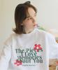 BONIEE [Fleece Lined] Memories Flower Flower Graphic Logo Graphic Oversized Sweatshirt White
