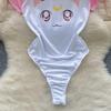 Porno Lingerie Sweet Sheath Bodysuits Female O Neck Short Sleeve Rompers Open Crotch Women Kawaii Sexy Erotic Cute Slim Swimsuits 2024