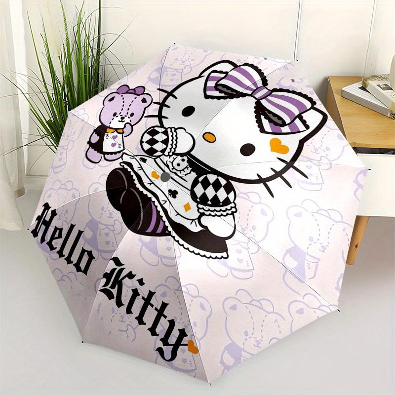 

Hello Kitty,Sanrio Automatic Folding Umbrella Simple 8 Rib Design, Bright Cartoon Pattern, Durable Iron Frame, Suitable For Travel, Outdoor,