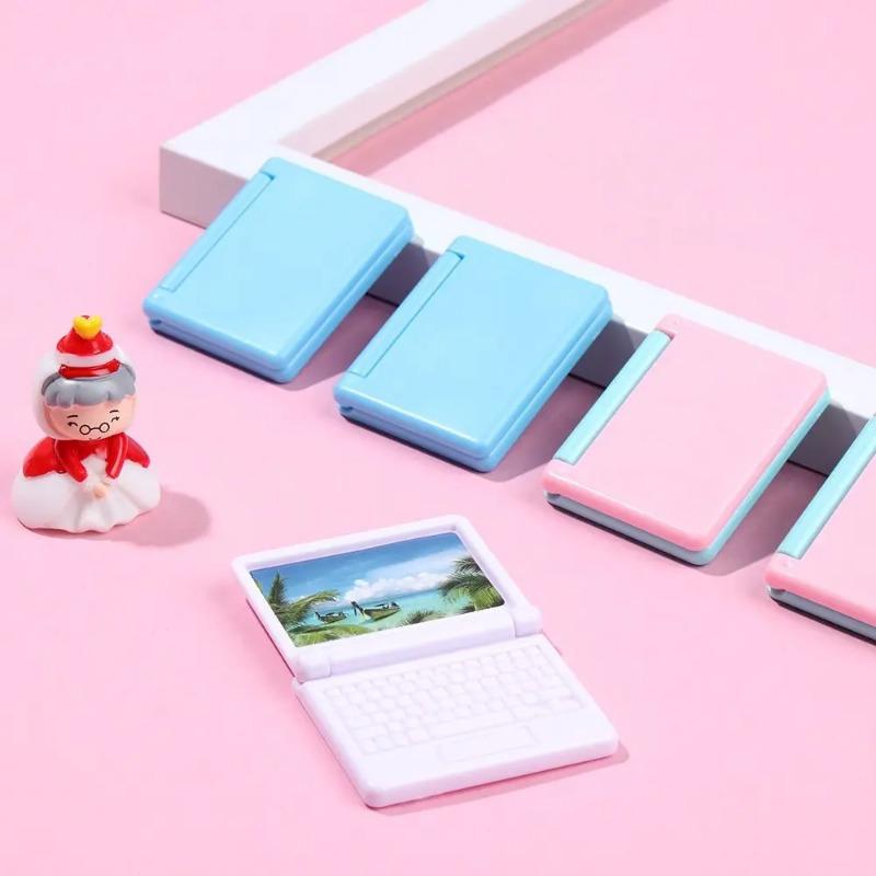 5PCS Creative Dollhouse Miniature Modern Computer Furniture For Kids Toy Furniture for Dolls laptop Folded Computer Dollhouse Decor