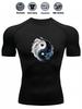 Mens White Compression Short Sleeve T-Shirt Yin Yang Graphic Quick Dry Breathable High Elasticity Gym And Running Athletic Top