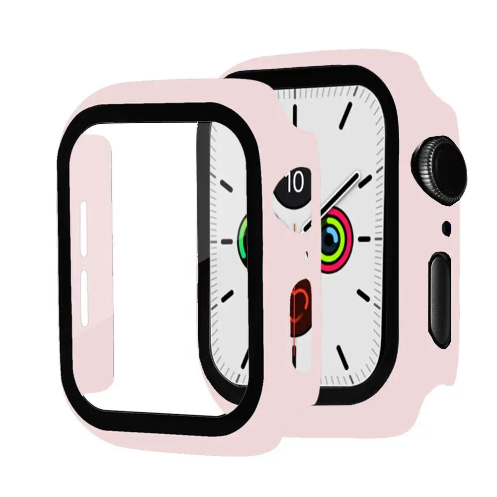 Tempered Glass+Case For Apple Watch Series 9 8 7 41mm 45mm 42mm PC Bumper Screen Protector Cover iWatch 6 5 4 Se 44mm 40mm Shell