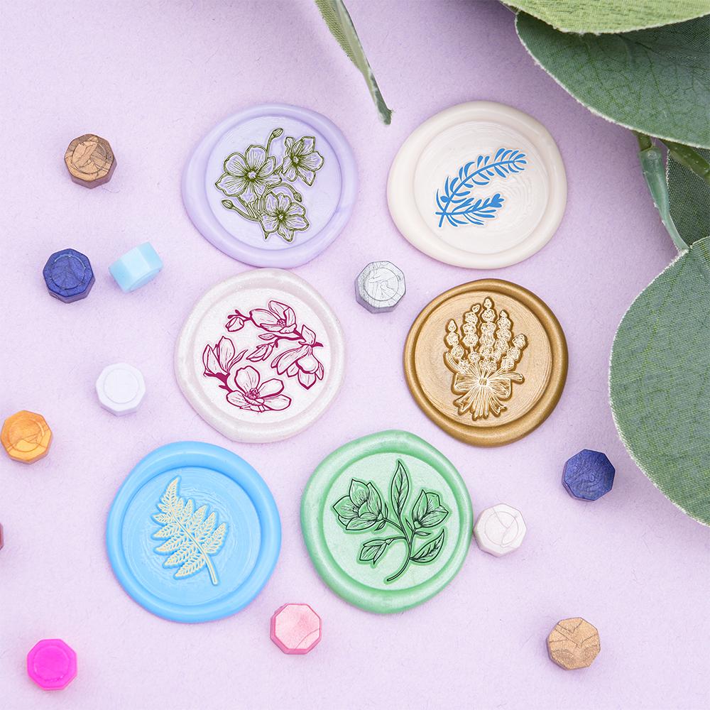 1pc Botanical Wax Seal Stamp Head, Brass Metal Wax Stamp Seal Stamps for Letter Sealing Seals Stamps for Wedding Invitations