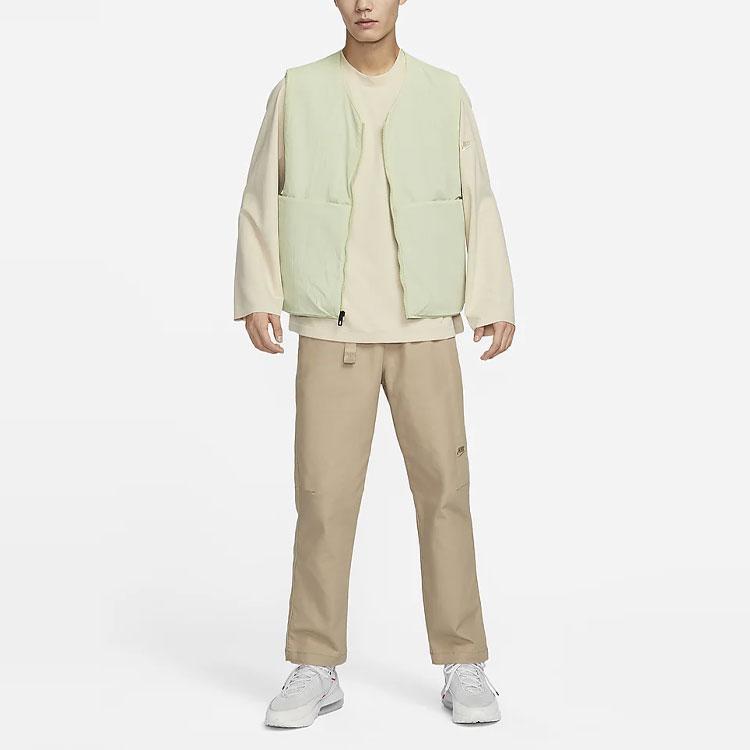 Nike Sportswear Tech Pack Solid Color Zip Warm Sleeveless Vest Men Vests Light-Olive-Green Gray FQ3864-371