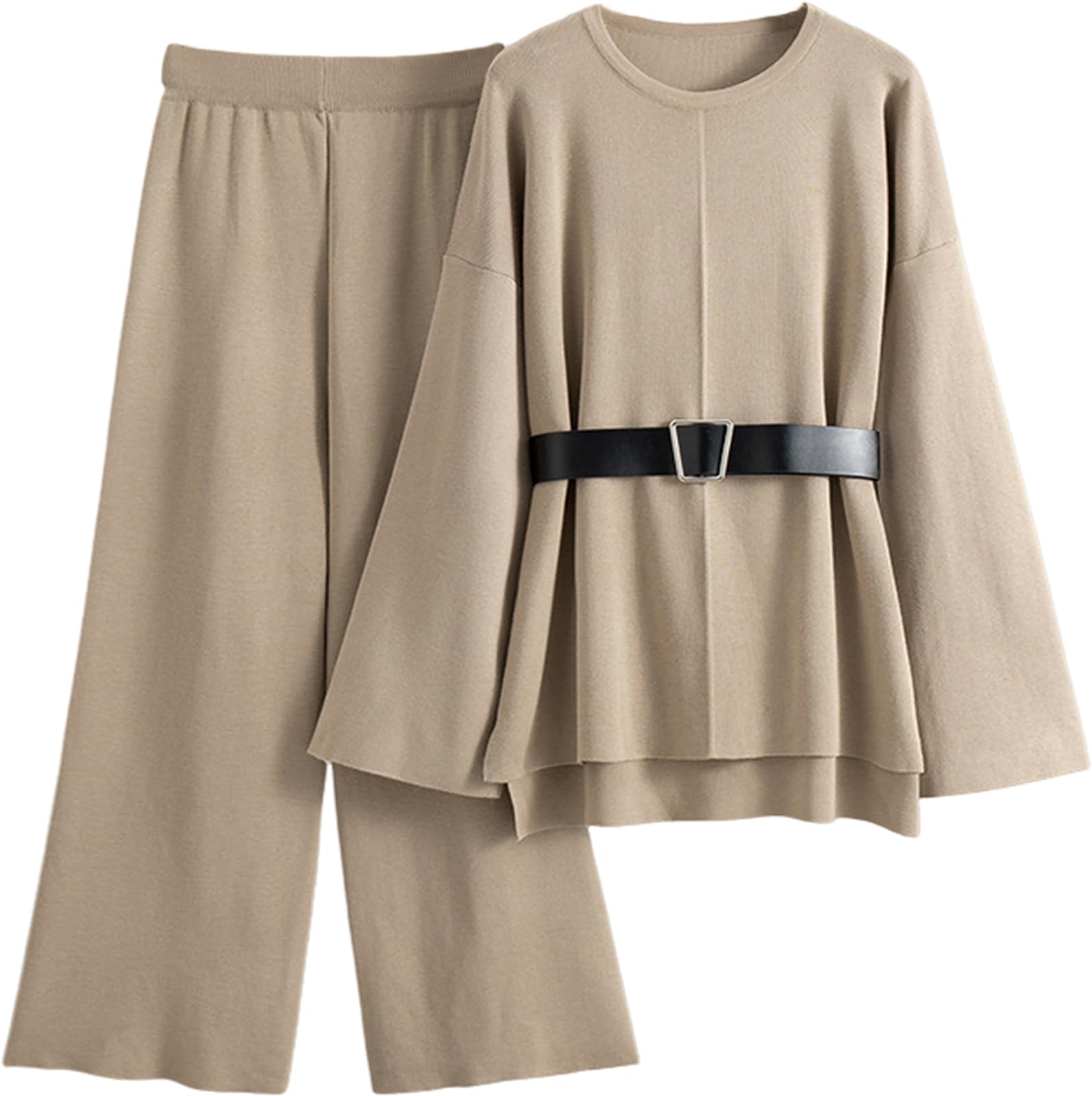 

Комплект женский MARIA MARFA формальный трикотажный топ и низ, оверсайз, стильный, милый, бежевый, 5S-M03-BEXL бежевый