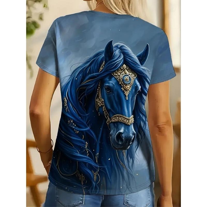 Women's T Shirt Print Graphic Animal Plants Vintage Classic Short Sleeve Neck Round Neck Regular Tops Summer