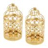 2 Pcs Bird Cage Candle Holder Vintage Exquisite Elegant Hollow Out Pattern Metal Candlestick for Party Decoration