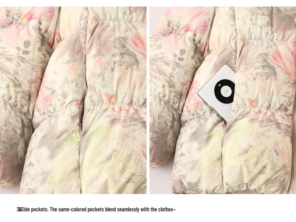 Floral Girls' Down Jacket 2025: Winter Outerwear for Medium & Large Kids, 90% Down