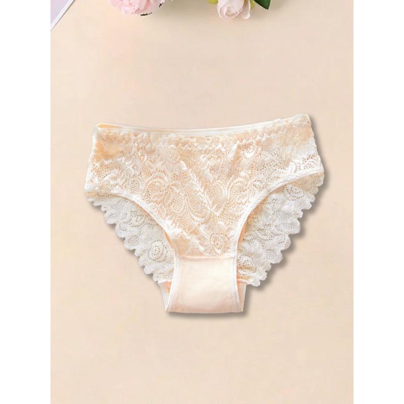 Ladies Summer Color Pure Cotton Lace Hollow Breathable Comfortable No Trace Briefs