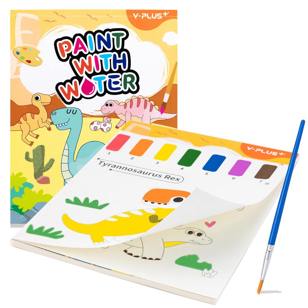 YPLUS Water Coloring Book for Years Watercolor Paper for Years Reusable Coloring Painting and Craft Gift with Dinosaur Toddlers, 1-3 Old, 2-4 Old,