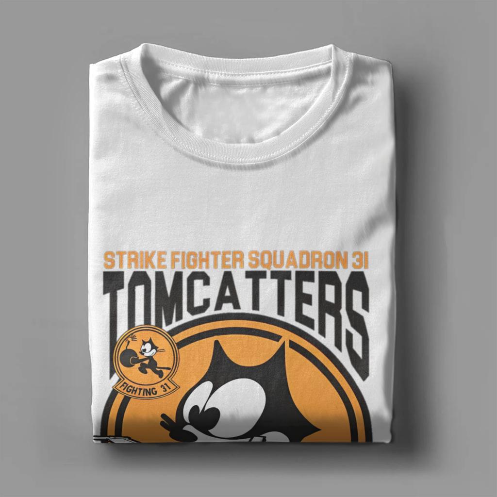 Felixing VFA-31 Tomcatters Cat T-Shirt Men Fighting 31 Vintage Cotton Tees Crewneck Short Sleeve T Shirt Printed Merch