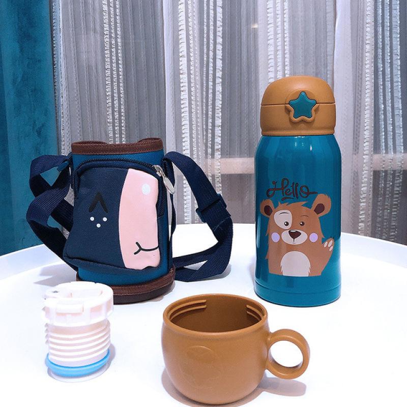 Termosmugg för barn med sugrör, dubbla vakuumflaskor i rostfritt stål Barn Söt termisk vattenflaska tumbler termokopp