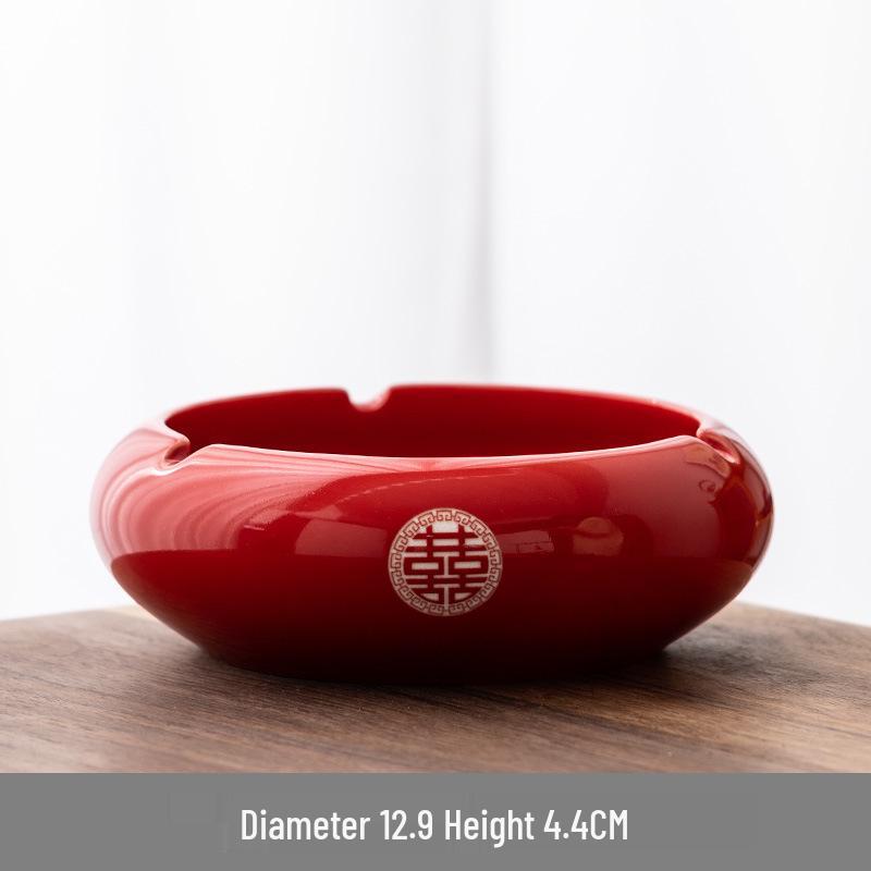 Engravable Ceramic Wedding Ashtray - Creative Red Design for Home or Living Room