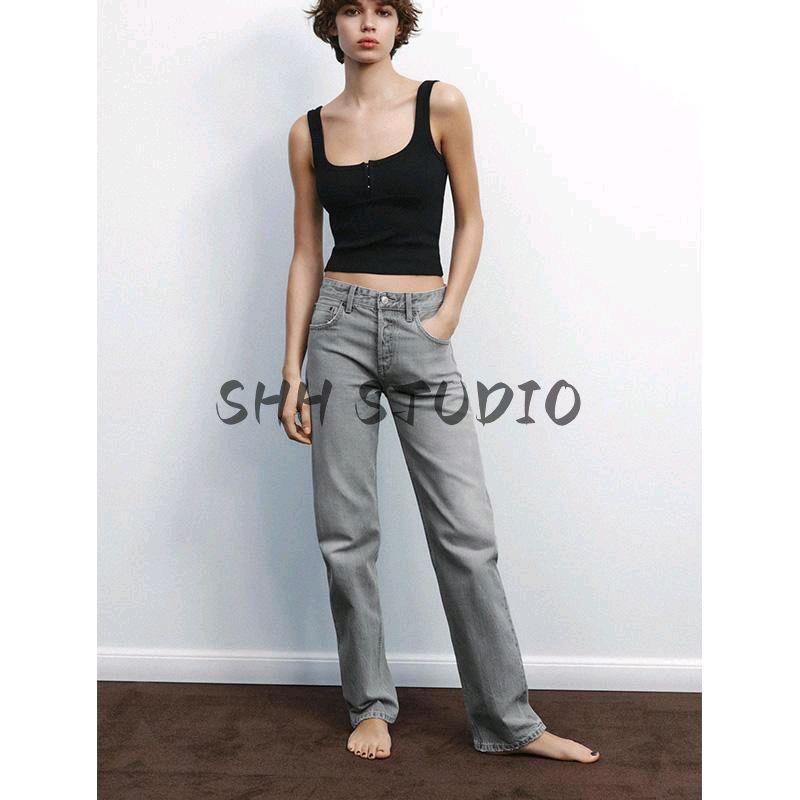 Spring New Women's Clothing Press Ornament Shoulder Strap Minimalist Easiest for Match round Neck Spaghetti-Strap Camisole Top 4424312