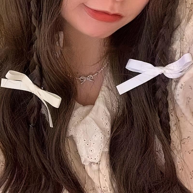Two Fitting Bow Ribbon Hair Clip Sweet Hair Card Cute Girl Bangs Duckbill Clip Ballet Side Headdress Ponytail Hair Accessories