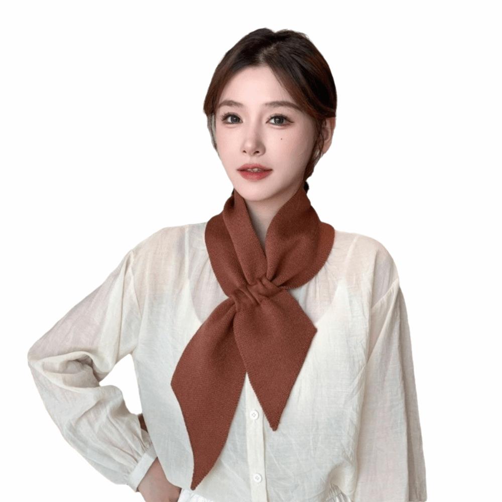 

Solid Color Knit Neck Warmer Cross Design Woolen Scarf Fashionable Stylish Accessory Autumn Season кавовий