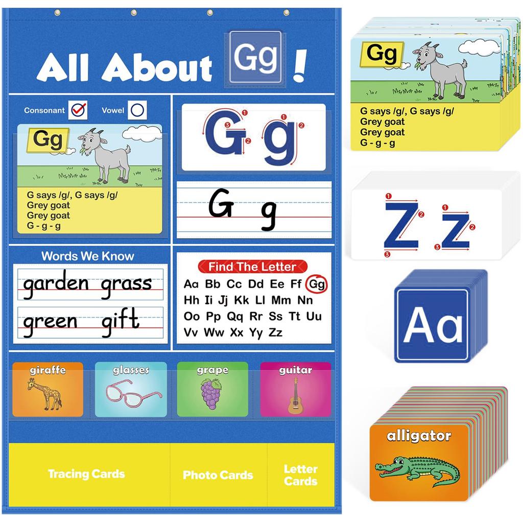 Alphabet Learning Pocket Chart Educational Toy Kids Classroom Teaching Aid Interactive Learning Tool for Preschool Kindergarten