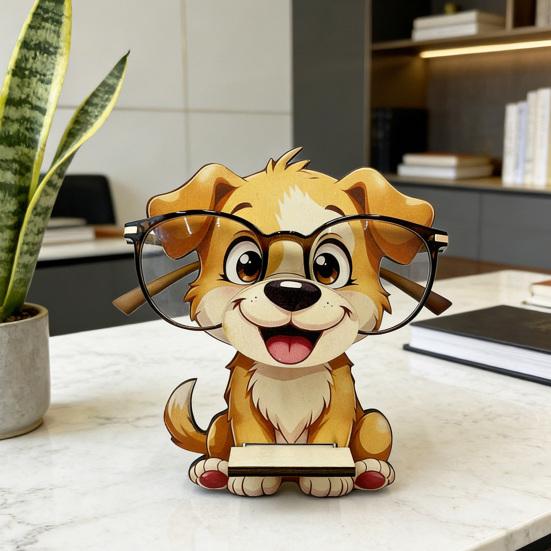 Suport drăguț pentru ochelari cu animale, Suport din lemn pentru ochelari cu pisică, câine, panda, vulpe, Suport pentru ochelari cu animale de desene animate, Ornament de birou, Cadou pentru copii