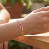 Soft Woven Rope Jewelry 2 Pcs Breast Cancer Awareness Bracelets, Adjustable Braided String Stackable Wrist Accessories Bracelets with Ribbon