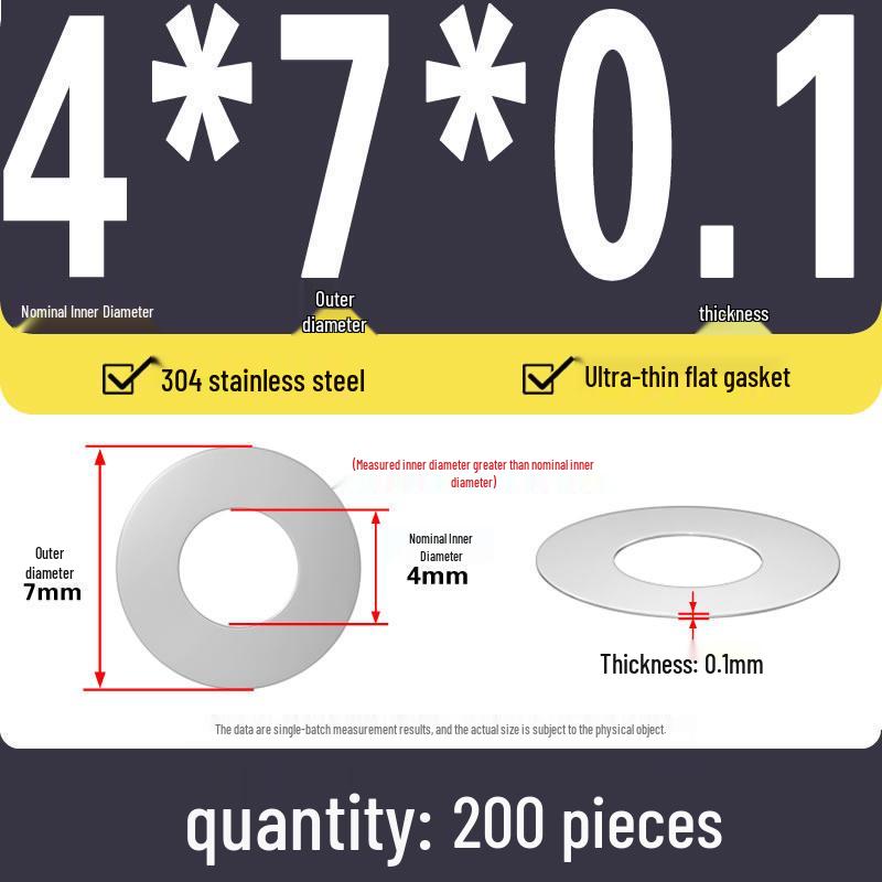 Plochá podložka z nerezové oceli 304 pro nastavení vůle hřídele (0,1/0,2/0,3 mm)