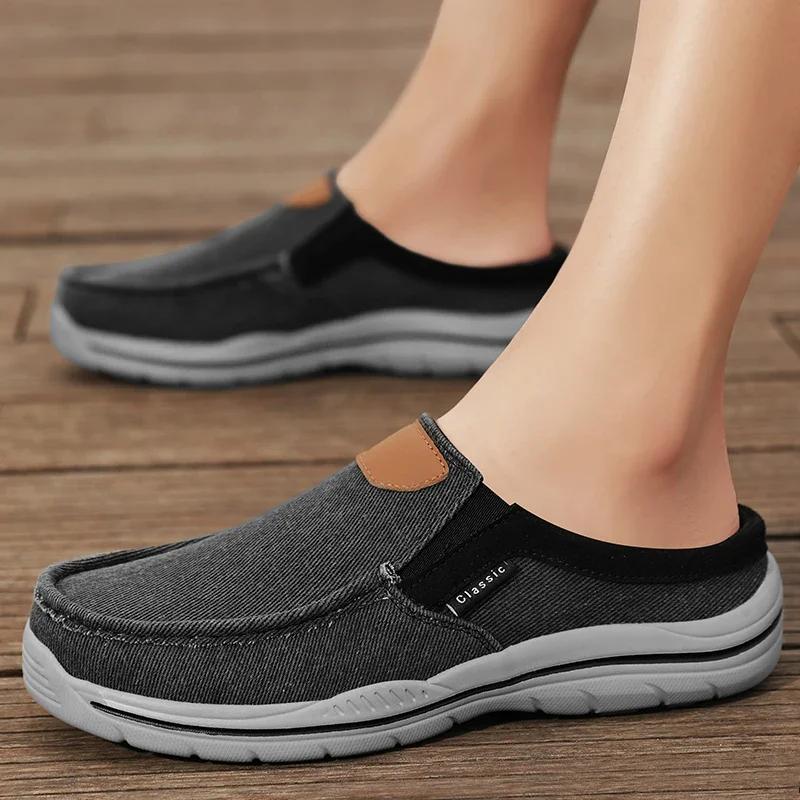 Summer Men Half Slippers Breathable Lightweight Man Casual Shoes Comfortable Walking Sneakers Non-slip Flats Lazy Shoes Zapatos