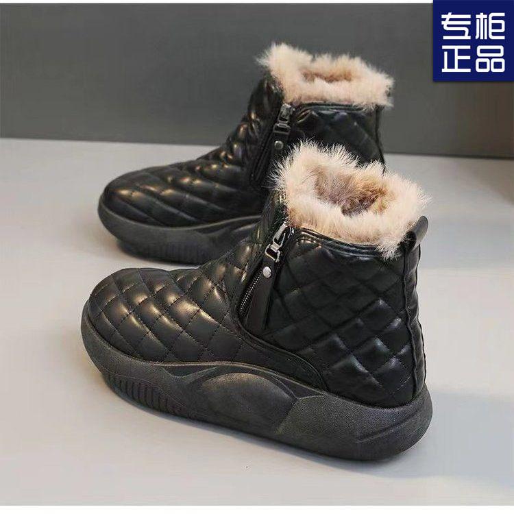 

Snow boots women s winter 2025 new fashion warm cotton shoes piled thickened waterproof short boots children s shoes 35 чёрный