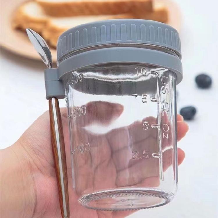 Practical Cereal Container With Spoon And Secure Top Glass Overnight Oats Jar Food Storage Organiser for Breakfast