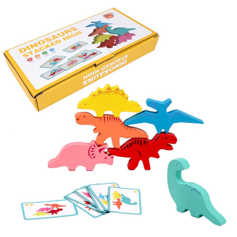 

Wooden Building Dinosaur Blocks Stacking Childrentoy For Shape And Recognition