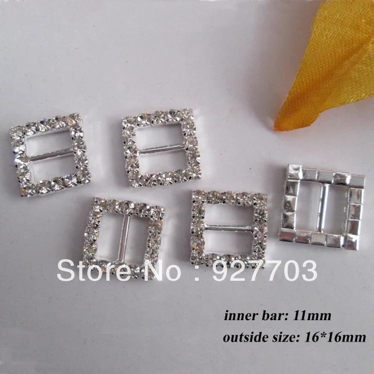 10pcs Square Rhinestone Buckle Gift Box Invitation Card Decoration Accessories Ribbon Bow Ribbon Slider Buckle