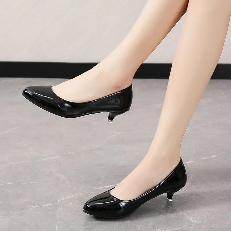 

Женские туфли-лодочки Nude Shallow Mouth Женская обувь Модная офисная обувь для свадебной вечеринки Женская обувь на низком каблуке Женщина Autumnss54 35 чёрный