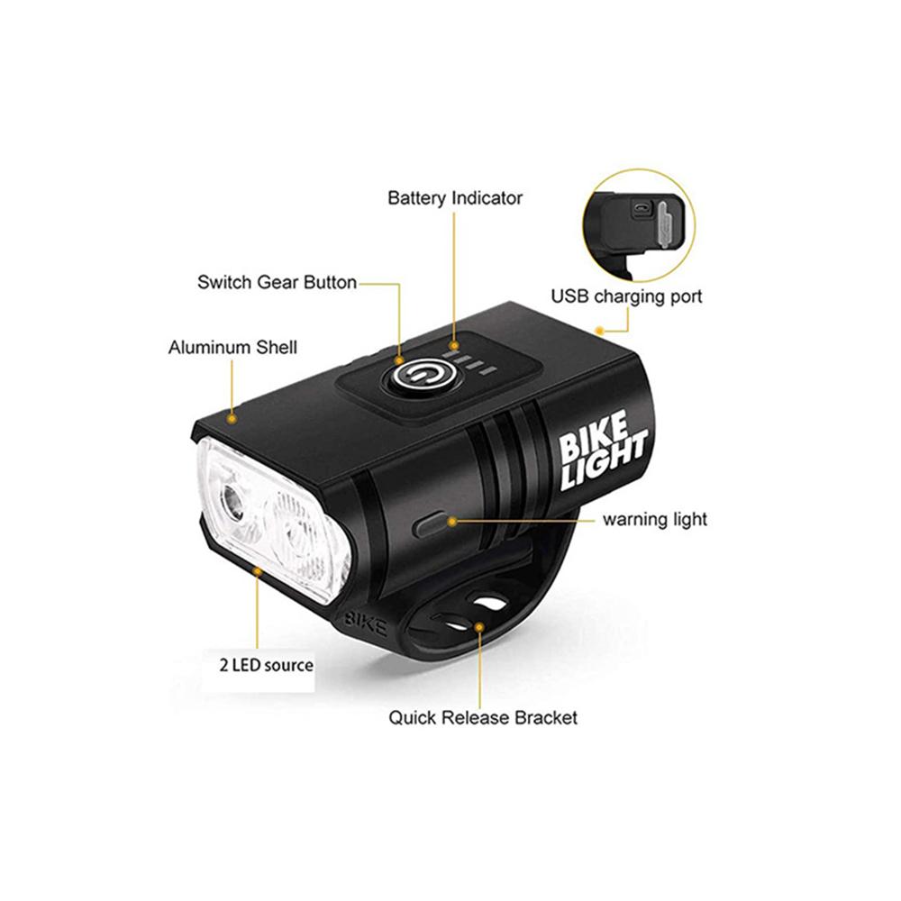 USB Rechargeable LED Bicycle Headlight Bike Front Light Cycling Lamp