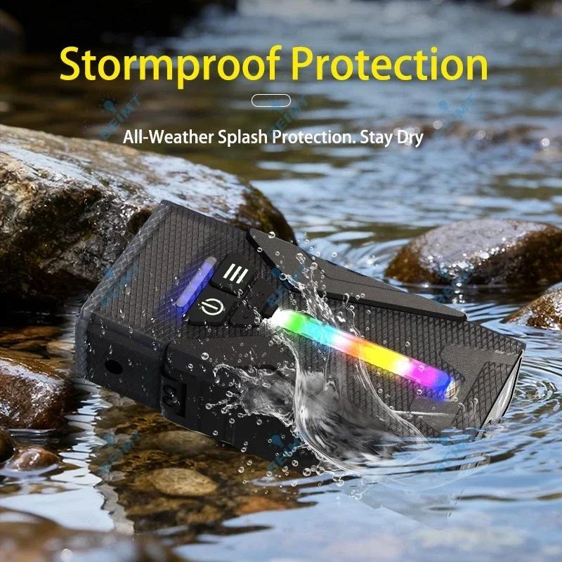 Color Changing Magnetic Flashlight,Rechargeable Camping Lantern,Side Atmosphere Light with Bracket,for Outdoor,Hiking,Emergency,Home, Gift