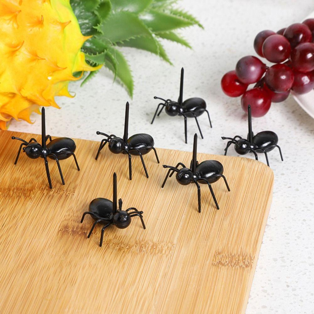 6PCS/12PCS ABS Plastic Ants Moving Fruit Fork Fruit Pick Cake Snack Fork  Party Supplies