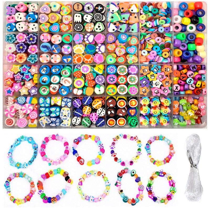 Clay Bead Soft Pottery Sheet Diy Set Box, Soft Rice Bead Letter Bead Handmade Jewelry Bracelet