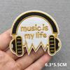 Music Optical Disc Embroidered Rock Patches On Clothes Headset Guitar Stripes Iron On Patches For Clothing Diy Appliques