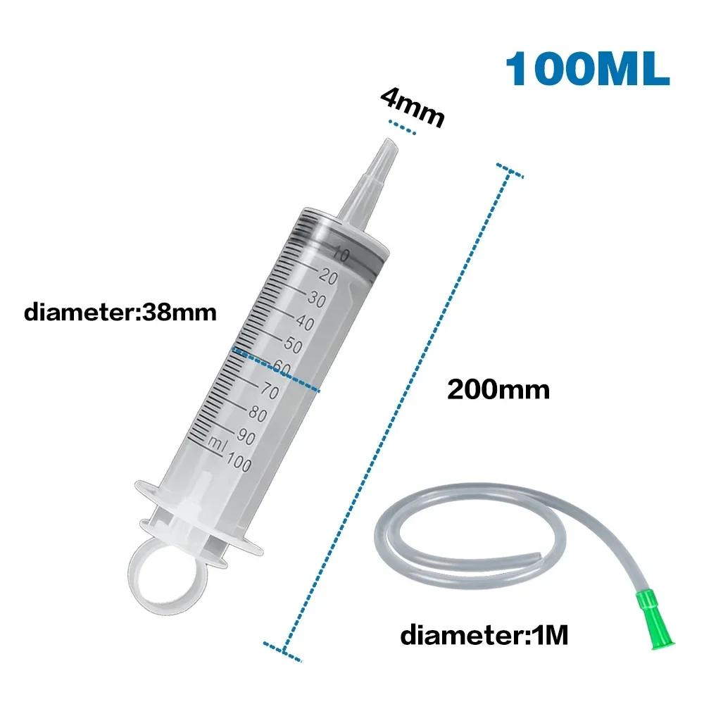 Auto Oil Extractor Tire Vacuum Pump Transfer Kit Car Syringe Set Automotive Duty Heavy Fluid With Durable Hose Agriculture 100ml