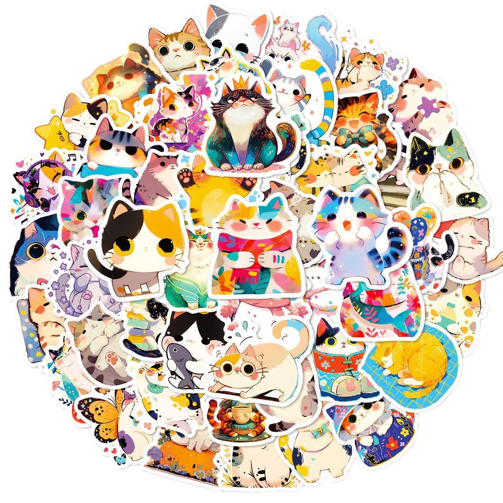 50 Roztomilých kočičích deníků Japonské samolepky s graffiti líné kočky Roztomilý mazlíček Kočičí život Denní samolepky