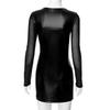 Autumn 2023 European & American Women's Mesh Spliced PU Leather Dress