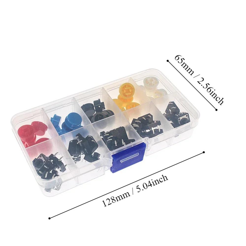 25/200/250PCS Switch Kit Micro Switch Push Button Switches DIY Assortment Kit 6x6mm 12x12mm 12x12x7.3mm