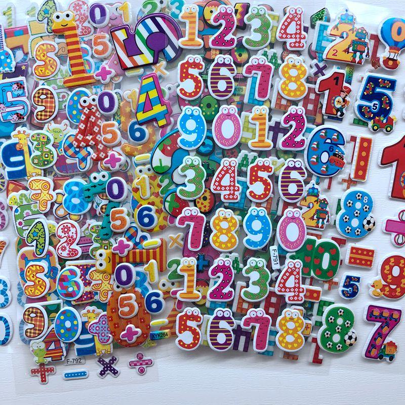 10 Sheets Letters Numbers 3D Puffy Stickers English Alphabet Birthday Festival Gift for Adult Boy Girl Scrapbook Decoration