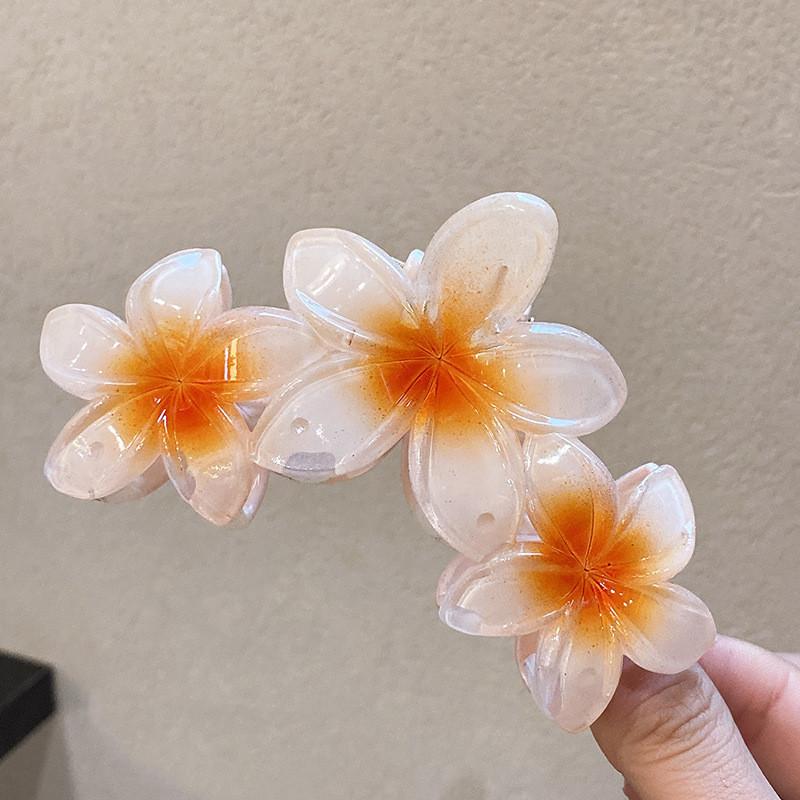 

Заколка для волос в летнем пляжном стиле, цветные акриловые заколки для волос с когтями Франжипани, цветочные заколки для женщин, аксессуары для волос 6