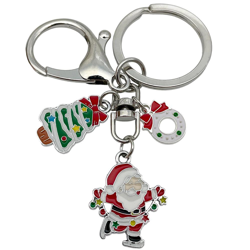 Exquisite Christmas Keychain: Santa, Reindeer, Gift Box, and Bell Ornaments Pendant