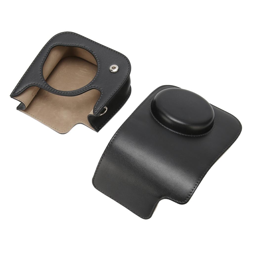Protective Camera Case PU Leather Pure Color Camera Carrying Bag with Strap for Camping Travel