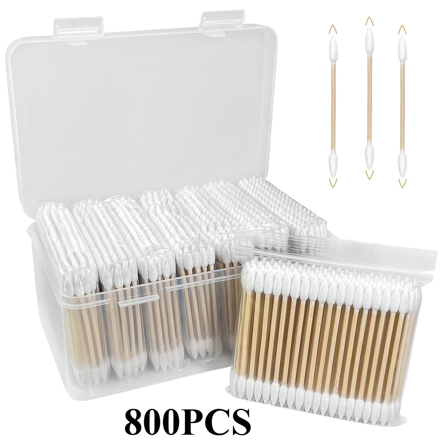 

800/1000 шт бамбуковые ватные палочки в коробке для хранения натуральные органические ватные палочки с деревянным хлопком для чистки татуировок, аксессуары для татуировок