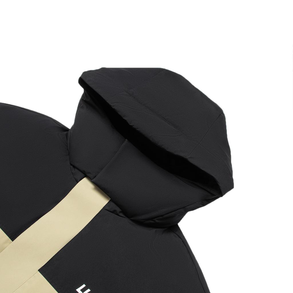 Li Ning Hot Pot Down Jacket Series Fitness Series Letter Logo Print Loose Long Down Jacket Men Outerwear Khaki Black AYMT319-1